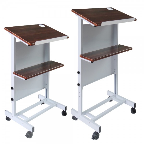 Gzvisual Portable Podium Stand, Wheeled Lectern with Storage Shelf and Height Adjustable (MP25)