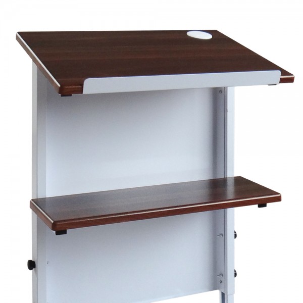 Gzvisual Portable Podium Stand, Wheeled Lectern with Storage Shelf and Height Adjustable (MP25)