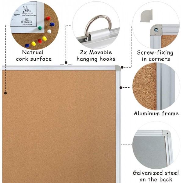 Gzvisuals Staples Standard Durable Cork Bulletin Board, Aluminum Frame (10#-1)