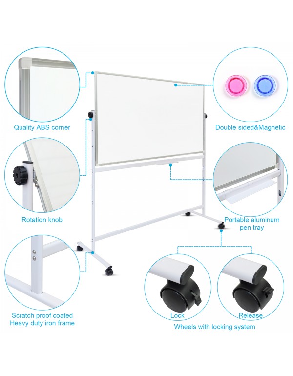 Gzvisuals Mobile Magnetic Whiteboard, Double sided...