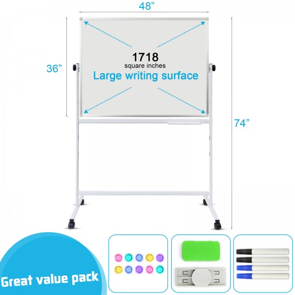 Gzvisuals Mobile Magnetic Whiteboard, Double sided (TF4020)